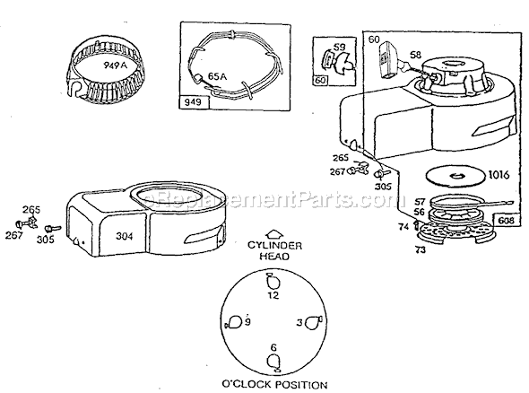 Page D Diagram and Parts List for 92500SERIES  Briggs and Stratton Engine